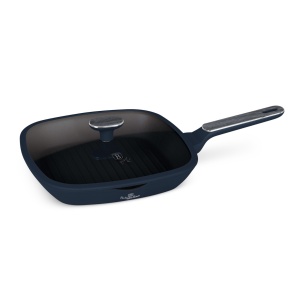Tigaie grill cu capac Deep Sea Berlinger Haus BH 8374, albastru mat, compatibila cu toate tipurile de plite inclusiv inductie