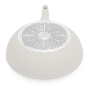 Tigaie wok cu capac 28 cm, 3,2L Sahara Berlinger Haus BH 8064, antiaderenta, crem