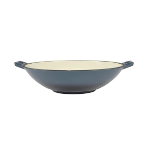 Wok gri albastru din oțel 37*10 cm, 5,6L, fontă emailată, Perfect Home 28067