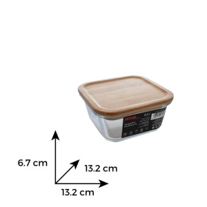 Caserola din sticla termorezistenta yena 0.5L SIMAX 7606/LB, patrat, cu capac bambus