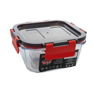 Caserola din sticla termorezistenta yena 0.5L SIMAX CLICK 7606/L, patrat, cu capac plastic