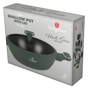 Cratiță cu capac 28 cm – Berlinger Haus Green Matte BH 8163, verde mat, antiaderentă titan, compatibilă inducție - Img 3