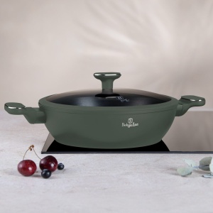 Cratiță cu capac 30 cm, 4,5 L – Berlinger Haus Green Matte BH 8199, verde mat, antiaderentă titan, compatibilă inducție - Img 4