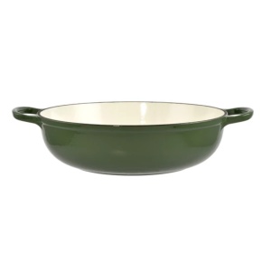 Cratita fonta emailata cu capac pentru friptura, 31,5x8,5 cm, Perfect Home 80057, verde
