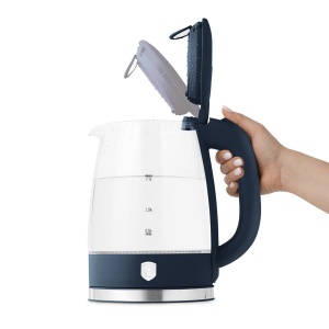 Fierbător de apă din sticlă 1,7 L, iluminare LED – Berlinger Haus Deep Sea BH 9813, albastru mat, bază rotativă 360° - Img 4