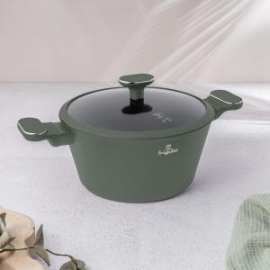 Oală cu capac 24 cm, 4.1L – Berlinger Haus Green Matte Collection BH 8201, verde, cu strat antiaderent din titan, design modern, compatibilă cu toate plitele - Img 5