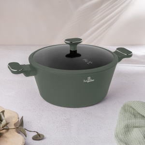 Oală cu capac 28 cm, 6.1L – Berlinger Haus Green Matte Collection BH 8202, verde, cu strat antiaderent din titan, design modern, compatibilă cu toate plitele - Img 7