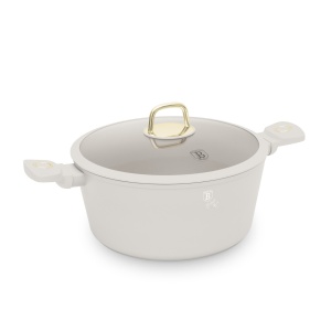 Oala cu capac 28 cm, 6,1L Sahara Berlinger Haus BH 8072, strat antiaderent, crem