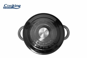 Semioala Fonta Emailata + Capac 24 X 11.5 Cm, 4 L, Marble Grey, Cooking By Heinner HR-ZVC-S24