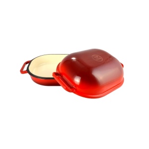 Oala fonta emaila pentru cuptor cu capac rosie Perfect Home 15025