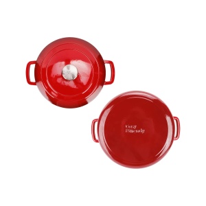 Oală fontă emailată cu capac 28 cm Roșu tradițional Fontestic Cosy & Trendy 9967503 - Img 2
