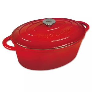 Oală fontă emailată cu capac Kinghoff KH-1612, roaster, roșie