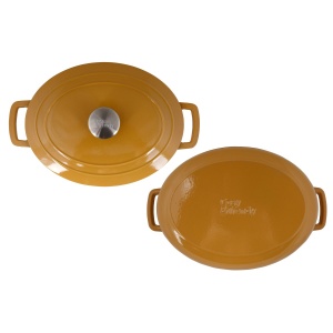 Oală fontă emailată ovală cu capac 6,0 L Auriu Fontestic Cosy & Trendy 4172604 - Img 2