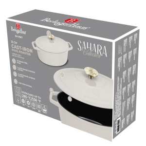 Oală fontă ovală 32 cm Sahara Berlinger Haus BH 8967, emailată, cu capac - Img 2