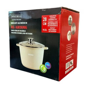 Oală înaltă marmorată cu capac 28 cm, 10,2 L – Royalty Line AD28MG, crem, antiaderentă, compatibilă inducție - Img 8