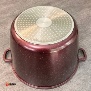 Oală înaltă marmorată cu capac 28 cm, 10,2 L – Royalty Line AD28MG, vișiniu, antiaderentă, compatibilă inducție - Img 6