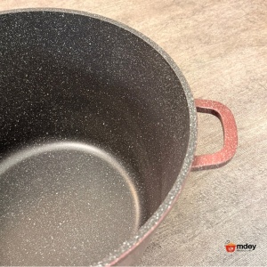 Oală înaltă marmorată cu capac 32 cm, 14 L – Royalty Line AD32MG, vișiniu, antiaderentă, compatibilă inducție - Img 7