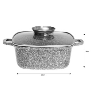Oală pătrată cu capac 22 × 22 cm, 3,7 L – Klausberg KB-7529, capac de sticlă, compatibilă inducție - Img 4