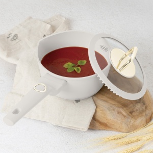 Oala sos cu capac 16 cm 1,2L Sahara Berlinger Haus BH 8058, strat antiaderent, crem