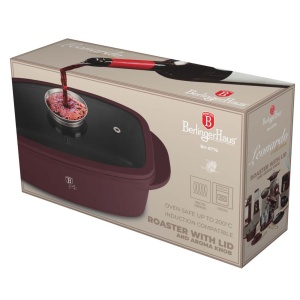 Oală tip roaster cu capac 32x21 cm, 6L – Berlinger Haus Leonardo Collection BH 8776, antiaderentă, design modern, pentru friptură și cuptor - Img 3