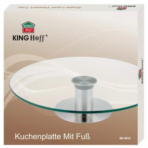 Platou pentru tort din sticlă securizată cu mâner din inox, 30 cm – Kinghoff KH-4014, pentru prăjituri și fructe - Img 4