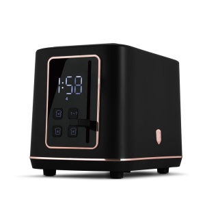 Prăjitor de pâine digital cu afișaj LED, 7 niveluri – Berlinger Haus Black Rose BH 9661, negru cu auriu-roz, Defrost și Reheat