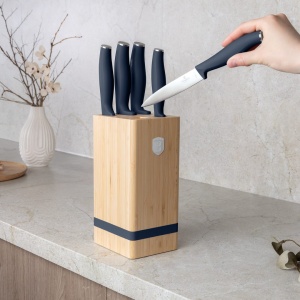 Set 5 cuțite din inox cu suport din bambus – Berlinger Haus Deep Sea BH 3143, albastru mat, mâner soft-touch - Img 11