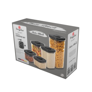 Set 5 recipiente plastic cu capace Matte Black Collection Berlinger Haus BH 8577