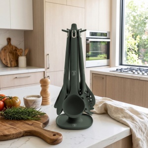 Set 5 ustensile de bucătărie cu suport rotativ – Berlinger Haus Green Matte LP-BH-265, verde mat, rezistente până la 230°C - Img 5