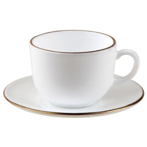 Set cesti cafea 12 piese, opal, alb cu auriu, 210 ml Kinghoff KH-1929
