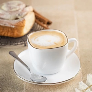Set cesti cafea 12 piese, opal, alb cu auriu, 220 ml Kinghoff KH-1930 - Img 2