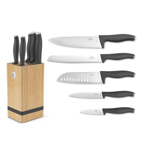 Set cutite 6 piese cu stativ bambus Antracit Berlinger Haus BH 2968