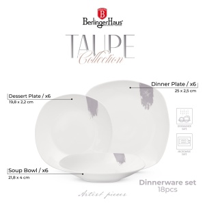 Set farfurii 18 piese Taupe Berlinger Haus BH 10202
