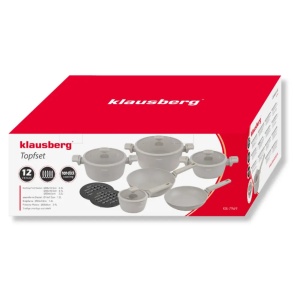 Set oale si tigai marmorate cu capace 12 peise Klausberg KB-7969, crem - Img 4