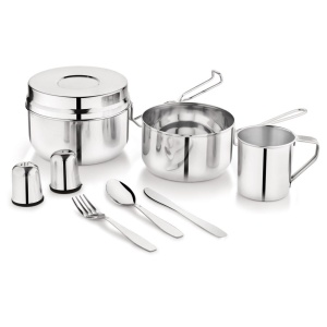 Set vase camping Kinghoff KH-2060, 9 piese, inox