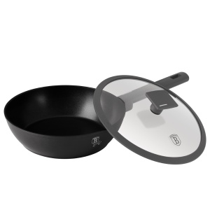 Tigaie adanca cu capac 24 cm, 2,3L Anthracite Berlinger Haus BH 8122, strat antiaderent, gri