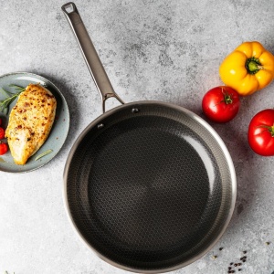 Tigaie ceramică antiaderentă fără PFAS 28 cm, Tri-Ply, pentru inducție – VCASA Velora 90156, fără PTFE și PFOA - Img 5