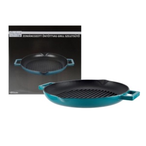 Tigaie fonta grill cu manere 31 cm Turqoise Perfect Home 17817, ideala pentru a gati carne si legume la grill pe toate tipurile de plite - Img 5