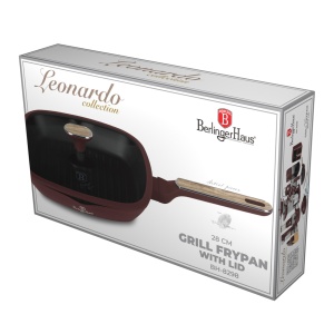 Tigaie grill cu capac 28 cm Leonardo Nordic Berlinger Haus BH 8298, visiniu mat, compatibila inductie - Img 10