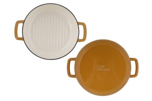 Tigaie grill fontă emailată 28 cm Auriu Fontestic Cosy & Trendy 8224281 - Img 2