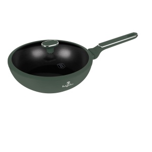 Tigaie wok cu capac, antiaderenta cu titan 28 cm Green Matte Collection Berlinger Haus BH 8159
