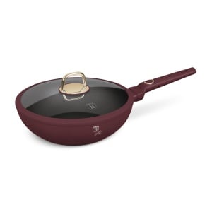 Tigaie wok cu capac Leonardo Collection Berlinger Haus BH 8034, 28 cm, 3.2 litri, antiaderente, strat titan, visiniu mat
