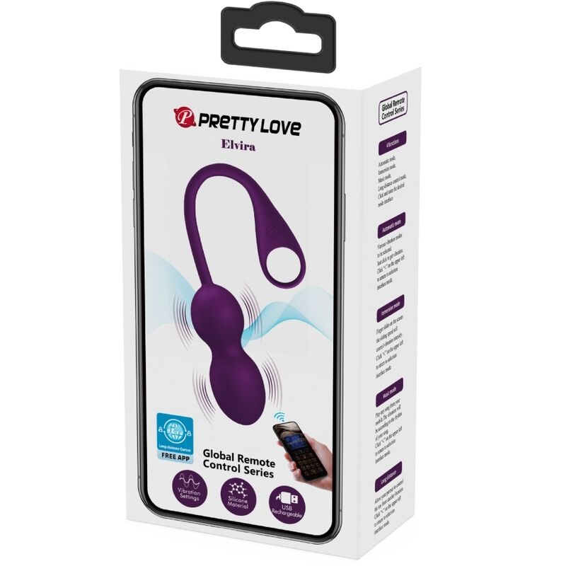 Bilele vibrante Kegel cu 12 funcții de vibratie Pretty Love Elvira Purple App Long - distance