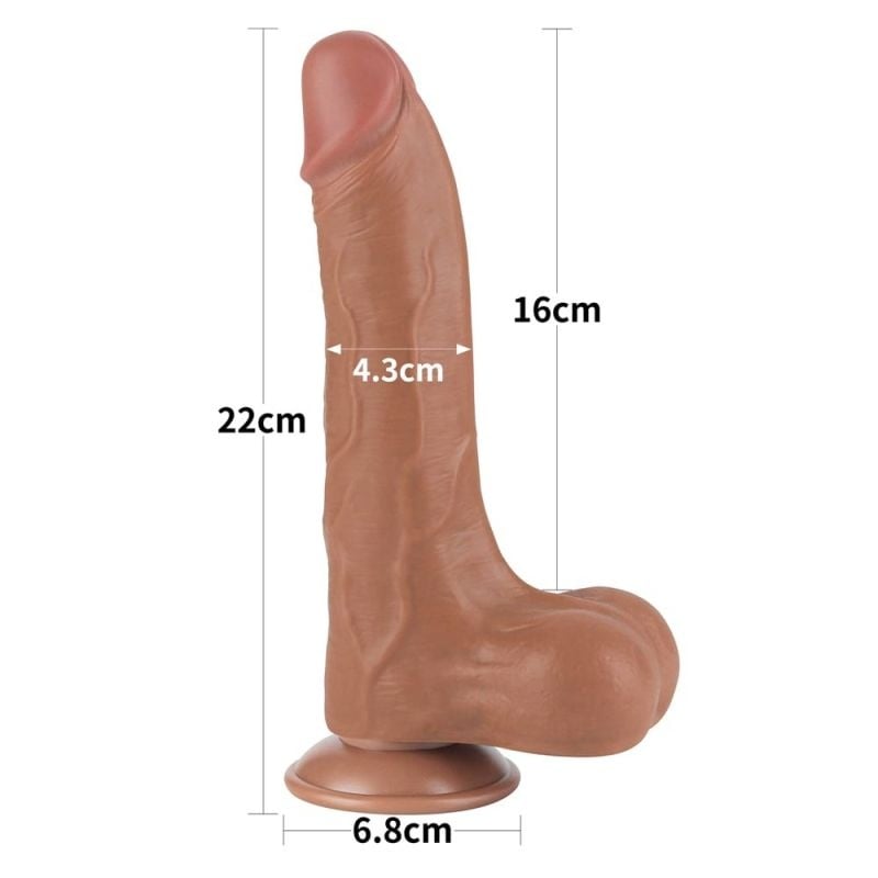 Dildo din materialsuper realist cu două straturi Sliding Skin Dual Layer Dong Brown II (22cm)