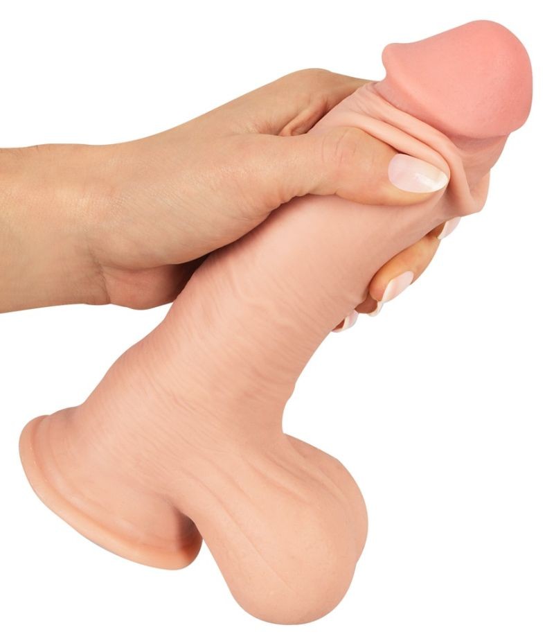 Dildo flexibil realist cu o ventuza puternica, piele mobila cu vene Dildo with movable Skin (19,9 cm) - 1 | YEO