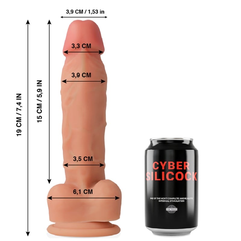 Dildo in forma de penis realist din silicon lichid CYBERSILICOCK Oliver 19 cm diam 3.9 cm