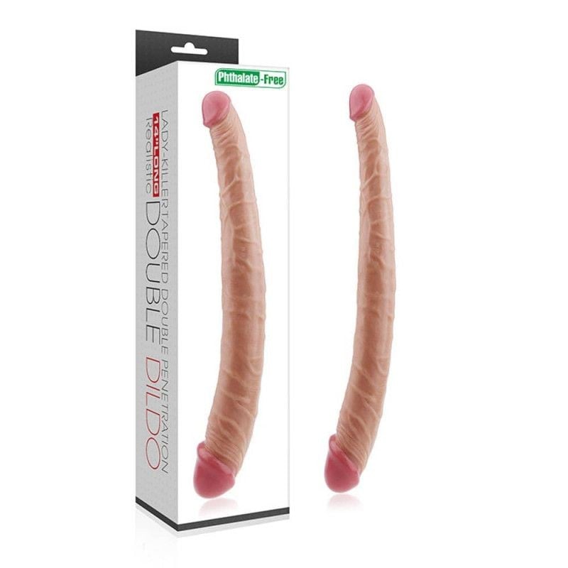 Dildo lung cu 2 capete realiste Lady-killer Tapered Double Penetration 35cm - 2 | YEO