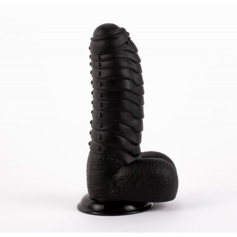 Dildo negru suprafata stimulatoare, cu testicule si ventuza X-MEN David\'s 11.9