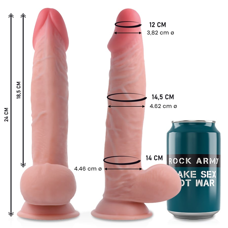 Dildo realistic The Dual Density Sherman Dimensiune 24 cm x 4,46 cm - 3 | YEO