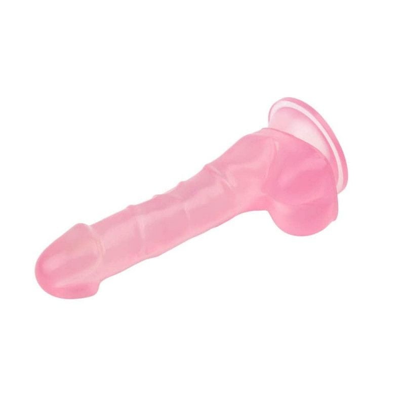 Dildo roz transparent din material moale si flexibil 7.7 Inch Dildo Jelly-Pink (17cm) - 1 | YEO